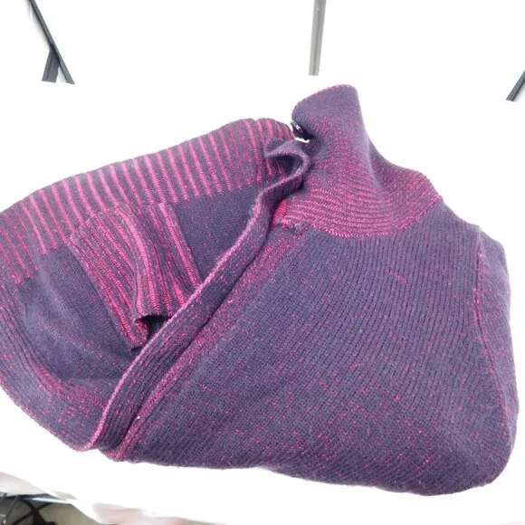 CJ Banks Sweater Women 1x Purple 3/4 Sleeve Cowl Neck Button Up Pockets Cozy - Picture 10 of 10